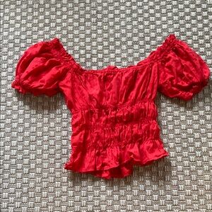 Red Off-Shoulder Ruffle Top
